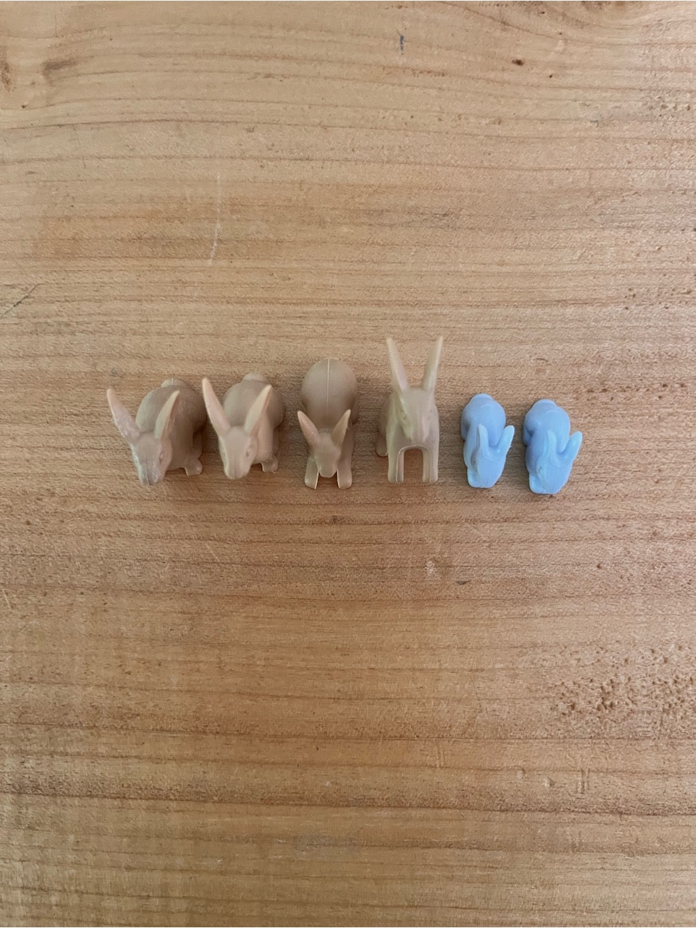 Mini Rabbit Toy Figures Set - Beige and Light Blue - Picture 4 of 4